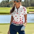 thumbnail image 3 of COEQINE Women 1/4 Zip Golf Shirts Workout Lightweight Polo Shirts Red Rose and Heart Print Short Sleeve Golf Tops Pullover Moisture Wicking Athletic Tops for Valentine's Day, M, 3 of 7