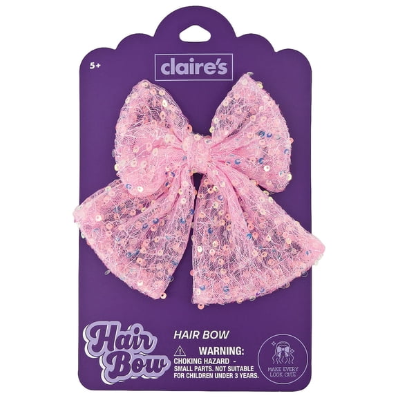 Claire's Hair Jumbo Sequin Bow - Pink