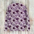 thumbnail image 4 of Dwralegc Womens Valentine Sweaters Heart Print Lightweight Sweaters Knitted Crew Neck Casual Valentine Cute Pullover Light Purple M, 4 of 4
