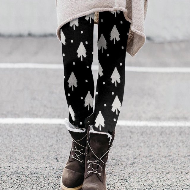 MKLEKYY Leggings de compresión para mujer Navidad 2024 Leggings de yoga con estampado de dibujos animados para mujer