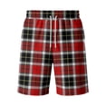thumbnail image 4 of Delconic Mens Casual Plaid Drawstring Shorts Loose Fit Knee Length Summer Shorts with Elastic Waist and Side Pockets Red M, 4 of 5