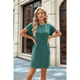 thumbnail image 4 of Vestido Camisero de Verano para Mujer, Informal, con Mangas , Cuello Redondo, Holgado, Minivestido Verde Tinta, Talla XL, 4 of 10