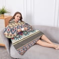 thumbnail image 5 of Oversized Wearable Blanket Hoodie,Blue Boho Tribal Masks and Diamonds Pattern Sherpa Blanket Hoodie with Super Pockets,Super Warm Fuzzy Pullover for Women & Men, 5 of 6