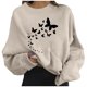 thumbnail image 3 of Gibobby Mujeres S Sudaderas con capucha Sudaderas para mujer Cuello redondo corto Manga larga Estampado suelto Top Camisa （Beige， XL), 3 of 5