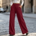 thumbnail image 6 of Women's Corduroy High Waist Wide Leg Dress Pants Pleated Front Loose Suit Trousers Business Casual Pants with Pockets Fashion Bottoms Wine, 6 of 9