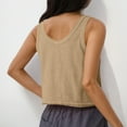 thumbnail image 5 of Cotton Linen Crop Tops Womens Loose Fit Crewneck Sleeveless Tank Top Workout Casual Summer Tee Solid Color (M, Khaki), 5 of 7