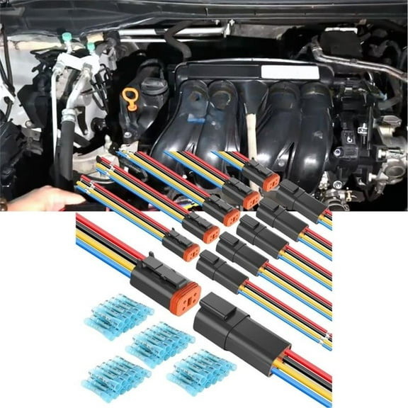 Nilight 4 Pin DT Wire Connectors - 16 AWG Waterproof Automotive Electrical Male & Female Plugs with Heat Shrink Butt Terminals for Car, Truck, Boat - 6 Kits