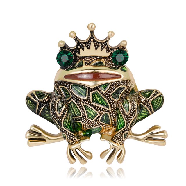 Broche de cristal JAMW dibujos animados rana Príncipe Reino Sencillez