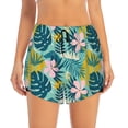 thumbnail image 2 of Picia Tropical Floral Pattern Women's 2 in 1 Athletic Running Shorts High Waisted Workout Casual Gym Sweat Shorts with Comfy Liner Zipper Pockets-Large, 2 of 9
