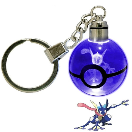 LED Keychain 3D Crystal Ball Laser Engraving Party Favor Christmas Children's Gift (Greninja)