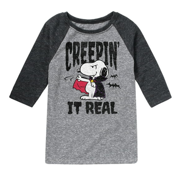 Peanuts - Creepin It Real - Toddler & Youth Raglan Graphic T-Shirt