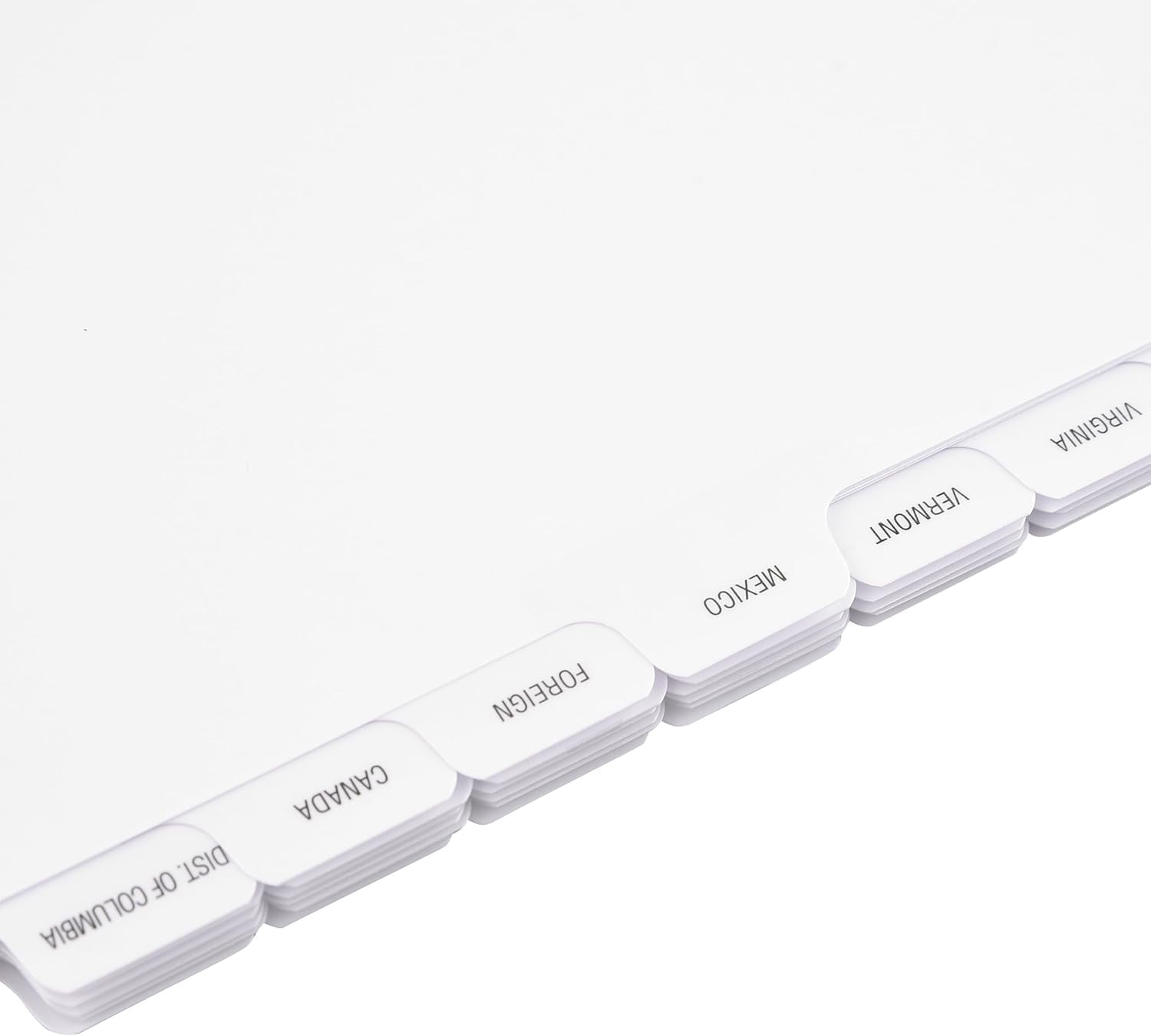 Exhibitindexes® Pre-Labeled State Divider/Index Tabs. Unpunched to Accommodate Various Binding Systems - Letter Size - Made in The USA