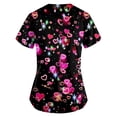 thumbnail image 3 of Valentines Day Scrub Tops for Women Short Sleeve V Neck Love Heart Print Nurse Working Uniforms with Pockets Holiday Scrubs 2026 Black S, 3 of 3