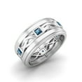 thumbnail image 2 of 2mm Square London Blue Topaz 925 Sterling Silver Twisted Rope Stackable Mother's Day Gift Ring, 2 of 4