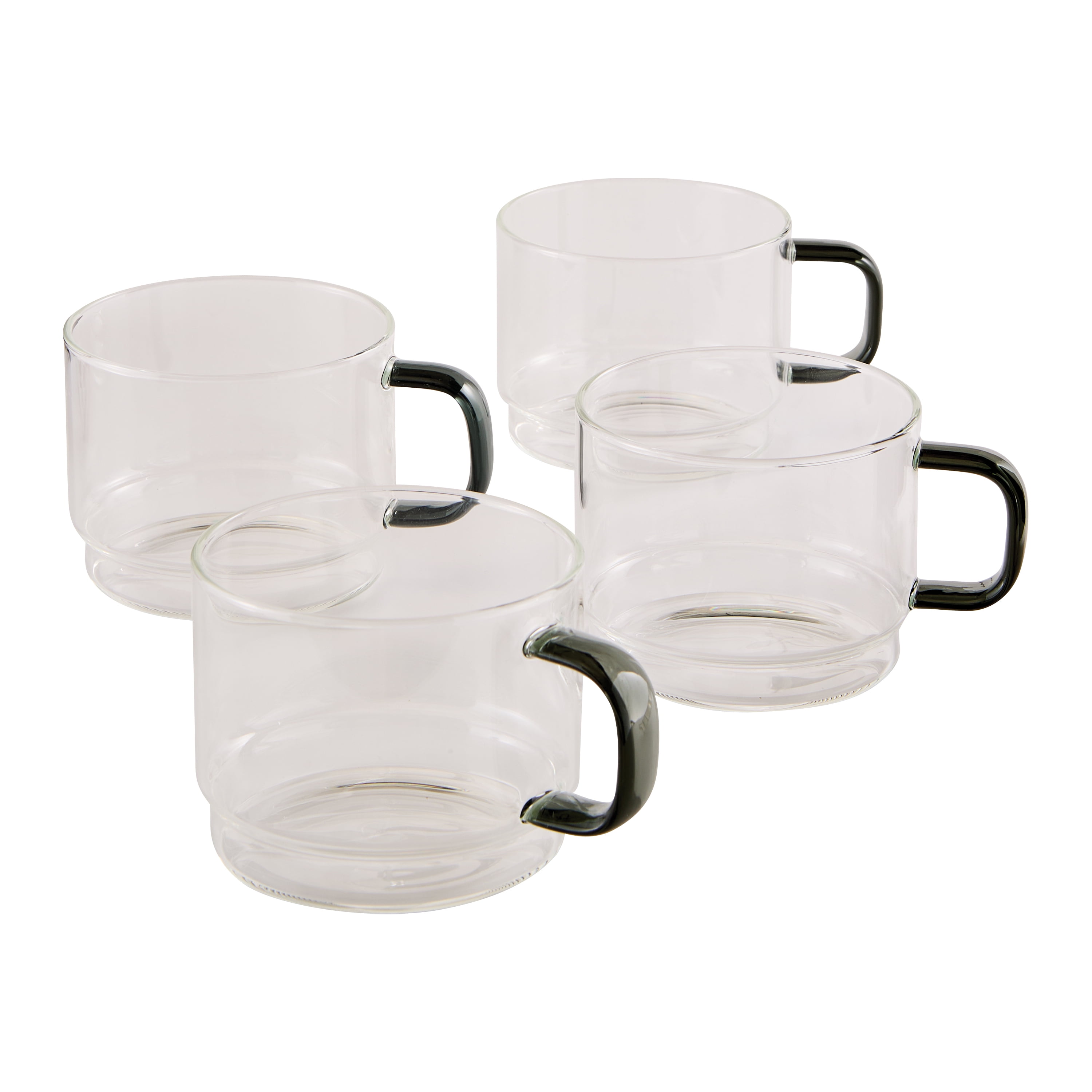 HomeTrends 4 pc stackable Glass mugs with silver metal stand