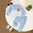 thumbnail image 2 of felwors Toddler Baby Boy Fall Clothes Waffle Contrast Color Sweatshirt Pants Sets Infant Winter Outfits, 2 of 5