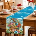 thumbnail image 5 of Easter Table Runner 120 Inches, Country Spring Rabbit Flowers Eggs Blue Sky Bed Runner Dresser Scarves Tabletop for Indoor Outdoor Parties/Ceremony/Banquet, 13"x 120", 5 of 8