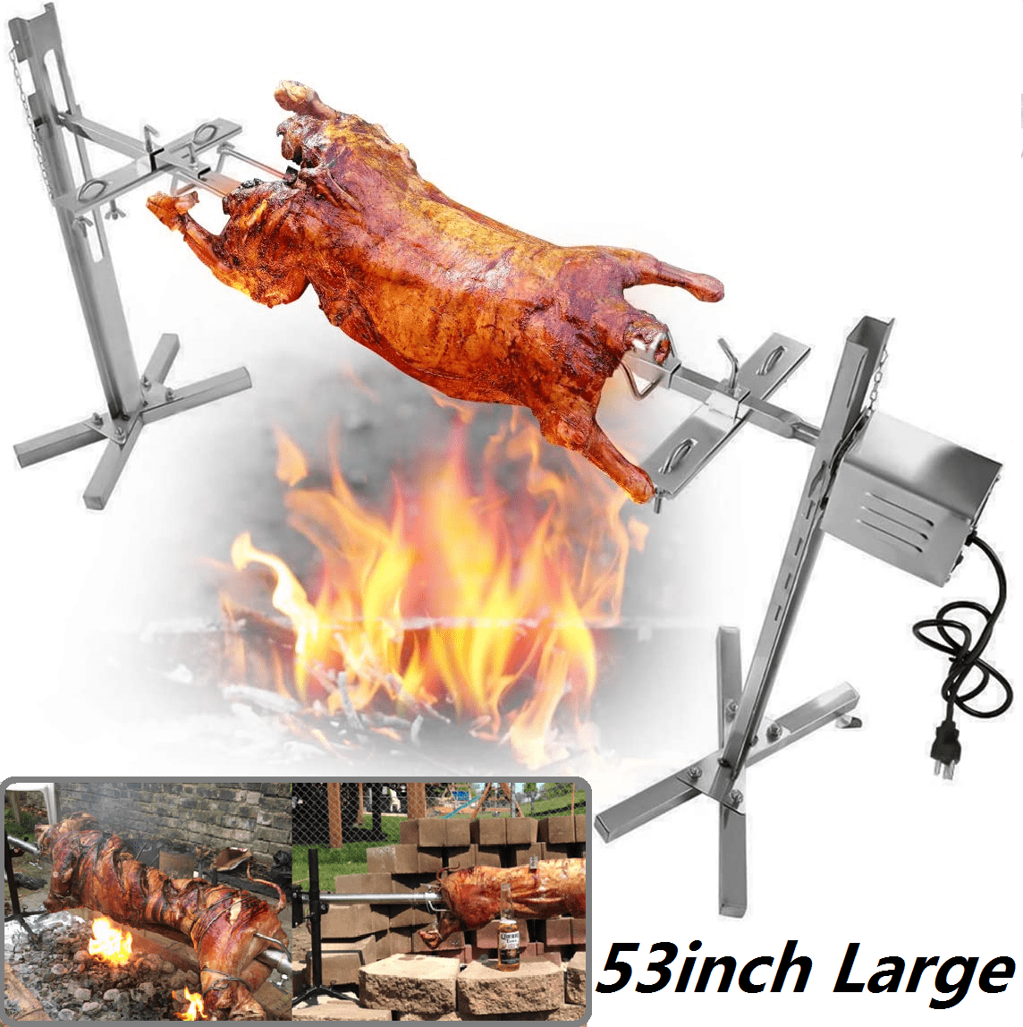 BBQ Rotisserie Kit, 66LB 15W Heavy Duty Universal Complete Grill