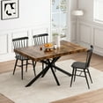 thumbnail image 3 of Miniyam 55"–70.8" Extendable Dining Table for 4–8, Durable MDF Tabletop with Rounded Corners and Heavy-Duty Metal Base, Brown, 3 of 7