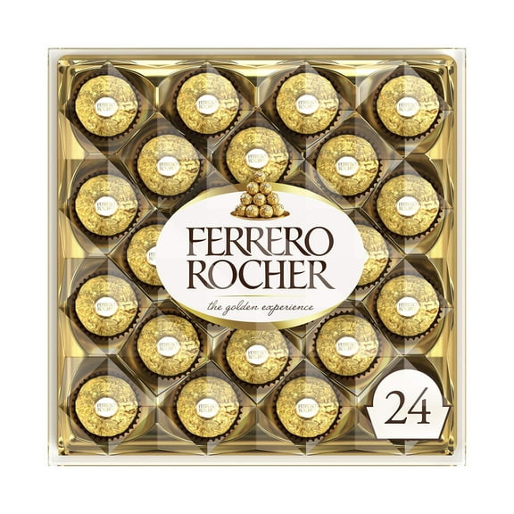 Ferrero Rocher Fine Hazelnut Milk Chocolate, 24 Count, Chocolate Candy Gift Box, Perfect Easter Egg and Basket Stuffers, 10.5 oz 10.6 Ounce (Pack of 1)