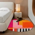 thumbnail image 3 of Pink Orange 3ft Area Rug, Geometric Modern Abstract Oil Painting Washable Non-Slip Small Round Rugs for Entryway Bedroom Kitchen, Soft Circle Carpet for Dining Room, Playroom Nursery Rug, 3 of 9
