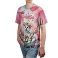 thumbnail image 4 of Hello Valentine’s Day Maltese Flower Crown Romantic Pink Floral All Over Print 3D Shirt Unisex Merch Maltese Dog Lover Gifts Idea - 00031, 4 of 6