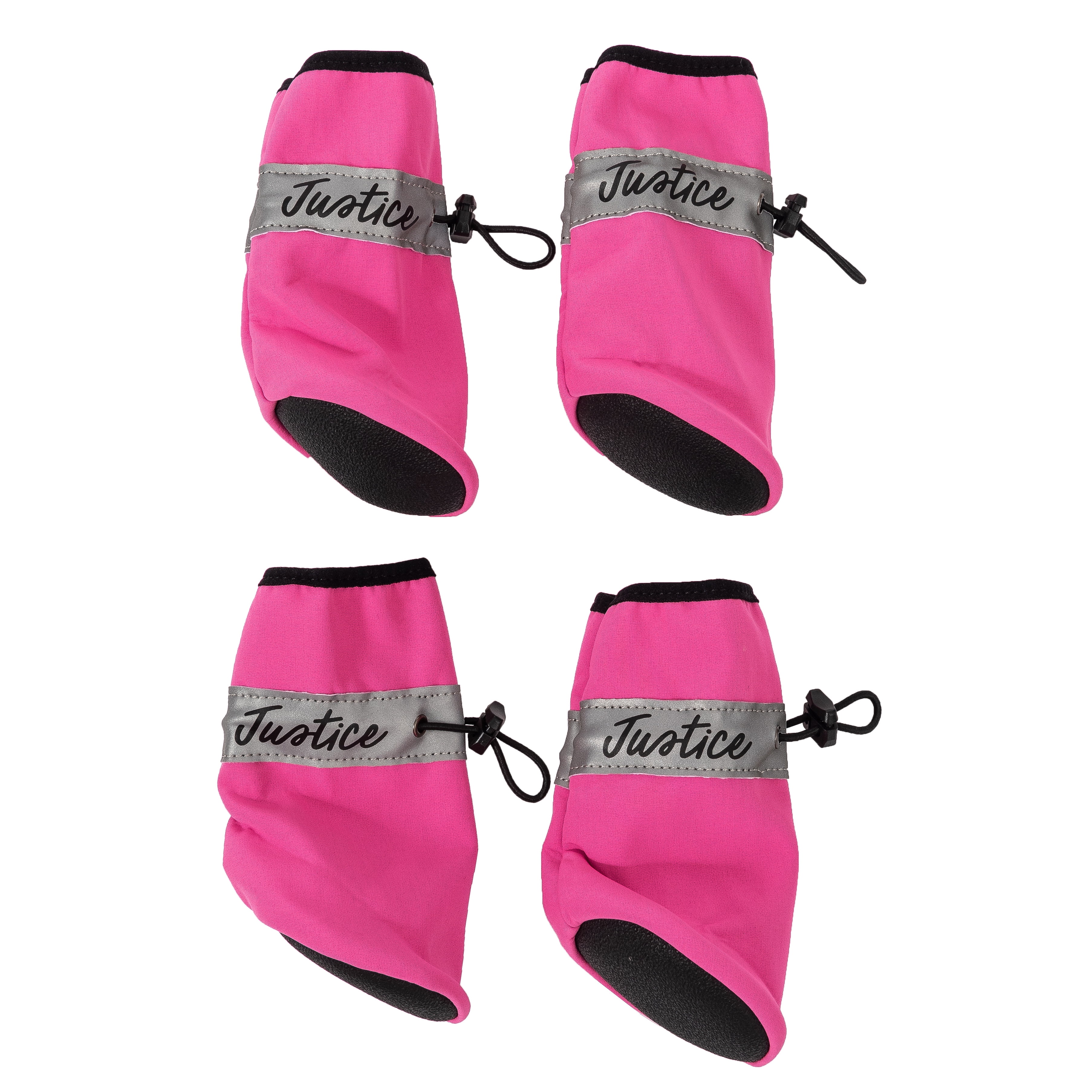 Justice Pet Reflective Booties, Pink, S