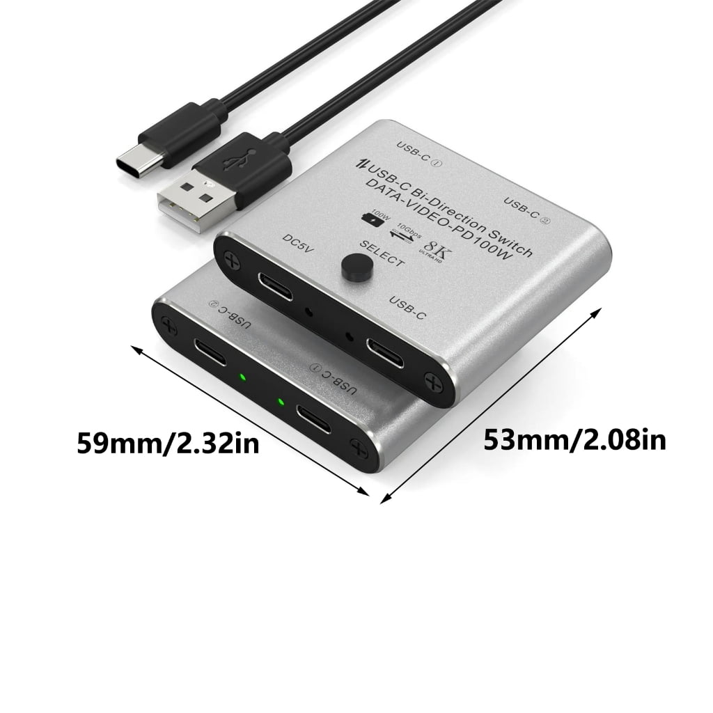 JZROCKER 8K USB C KVM Switcher BiDirectional USB C Switcher for 2PC Easy 1 Key Switching 2 In 1Out & 2 in 1Out 3440x1440
