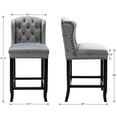 thumbnail image 4 of Guyou Modern Tufted Bar Stool Set of 2, 26" Counter Height Bar Stool with Back and Nailhead Trim, Velvet Upholstered Solid Wood Kitchen Island Chair Barstools for Bar Restaurant Cafe Dining Room, Grey, 4 of 6