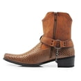 thumbnail image 5 of Alberto Fellini Men's Crocodile Prints Western Cowboy Boots with Side Zipper, Belt Buckle and Metal Chain (10.5, Brown), 5 of 8