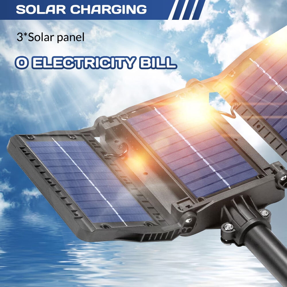 Solar Street Light Outdoor 3 Adjustable Heads 270° Wide Lighting Solar Powered Motion Sensor Flood Lights