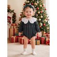 thumbnail image 5 of Cjfdfy Newborn Baby Girl Christmas Romper Plaid Print Long Sleeve Ruffle Lace Collar Romper With Headband Infant Cute My First Christmas Fall Winter Outfits 0-18M, 5 of 10