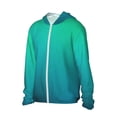 thumbnail image 2 of KLL Green Turquoise Teal Print Men's Women’s UPF 50+ Sun Protection Outdoor Hoodie Jacket Long Sleeve Fishing Hiking Performance Shirt-X-Large, 2 of 6