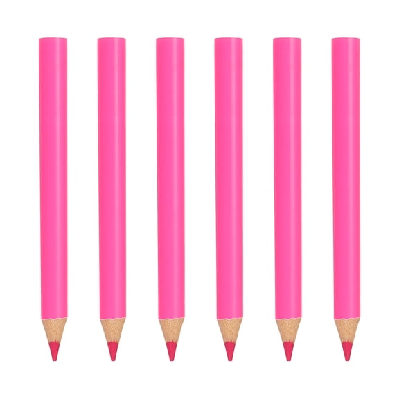 Uxcell 6 Pcs Wooden Colored Pencils, Short Oil Based Colored Pencils for Artists Teachers Adults Coloring Books Painting Sketching Drawing, Pink