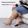 thumbnail image 5 of LOVE STEETLY Women's Extra Wide Calf Knee‑High Slouchy Boots, True Wide Width Kitten Heel Plus Size Comfort Boot., 5 of 7
