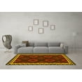 thumbnail image 3 of Ahgly Company Machine Washable Indoor Round Oriental Yellow Traditional Area Rugs, 4' Round, 3 of 4