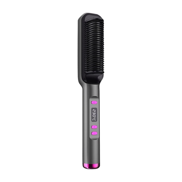 Peine para alisar el cabello de iones cepillo para el cabello y plancha con revestimiento de nano-titanio para una pantalla LED de calentamiento uniforme Herramienta de peinado profesional 110v TUNC Sencillez