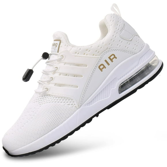 BOGOVER Chaussures de Marche pour Hommes Chaussures de Tennis de Course Antidérapantes Baskets à Coussin d'Air Légères Respirantes pour le Jogging de Tennis (Blanc, Numérique_6.5)