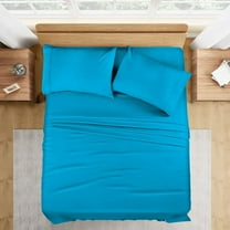 300 Thread Count 100% Egyptian Cotton 4-Piece Bed Sheet Set (1 Flat, 1 Fitted Sheet, 2 Pillow Covers) 21 Inches Deep Pocket Size California-King Color Turquise Blue Solid
