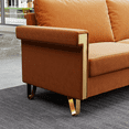 thumbnail image 6 of 76.34in Wide Modern Orange Velvet Sofa Stylish Living Room Furniture with Gold Metal Legs and Deep Cushions for Maximum Comfort, 6 of 8