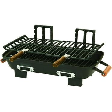 Portable Cast Iron Charcoal Grill 10x18-Inch for Outdoor Cooking BBQ Camping