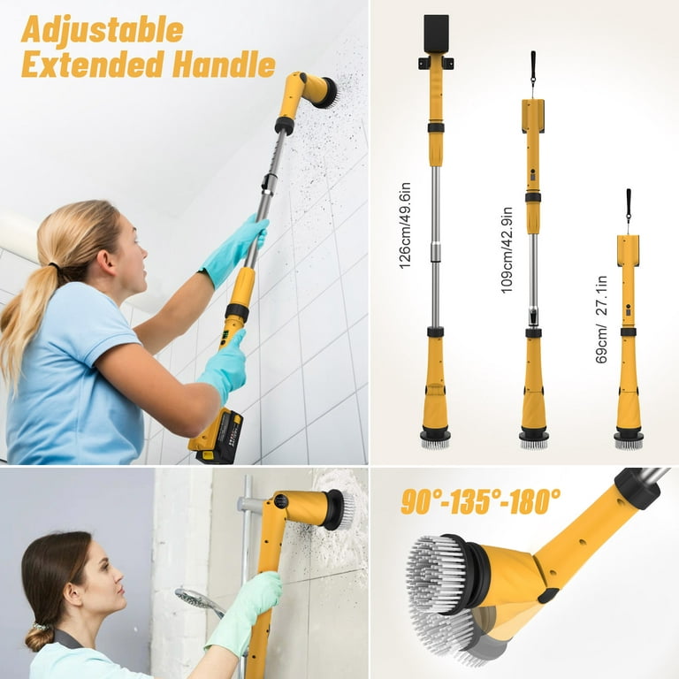 Electric Spin Scrubber Cordless Cleaning Brush with 8 Brush Heads for  Dewalt 20V
