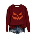 thumbnail image 2 of Neewe Womens Halloween Long Sleeve Sweatshirt Crew Neck Cute Printed Pullover Relaxed Fit Casual Tops, 2 of 3
