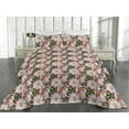 thumbnail image 2 of Ambesonne Springtime Quilted Bedspread Set 3 Pcs, Garden Flowers Romantic, Queen, Pistachio Green Blush, 2 of 4