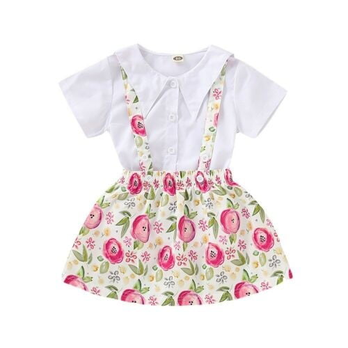 Strap Skirt Floral Short Clothes Outfits Infant Toddler Baby Girls Tops Romper 