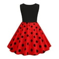 thumbnail image 4 of FAOWME Kids Children Girls Round Neck Sleeveless Polka Dot Vintage Princess Dress Red 7-8 Years, 4 of 6