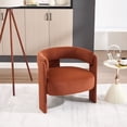 thumbnail image 3 of CQSXDA Mid-Century Modern Velvet Accent Chair Single Sofa with Wooden Legs for Living Room or Bedroom, Orange, 3 of 12