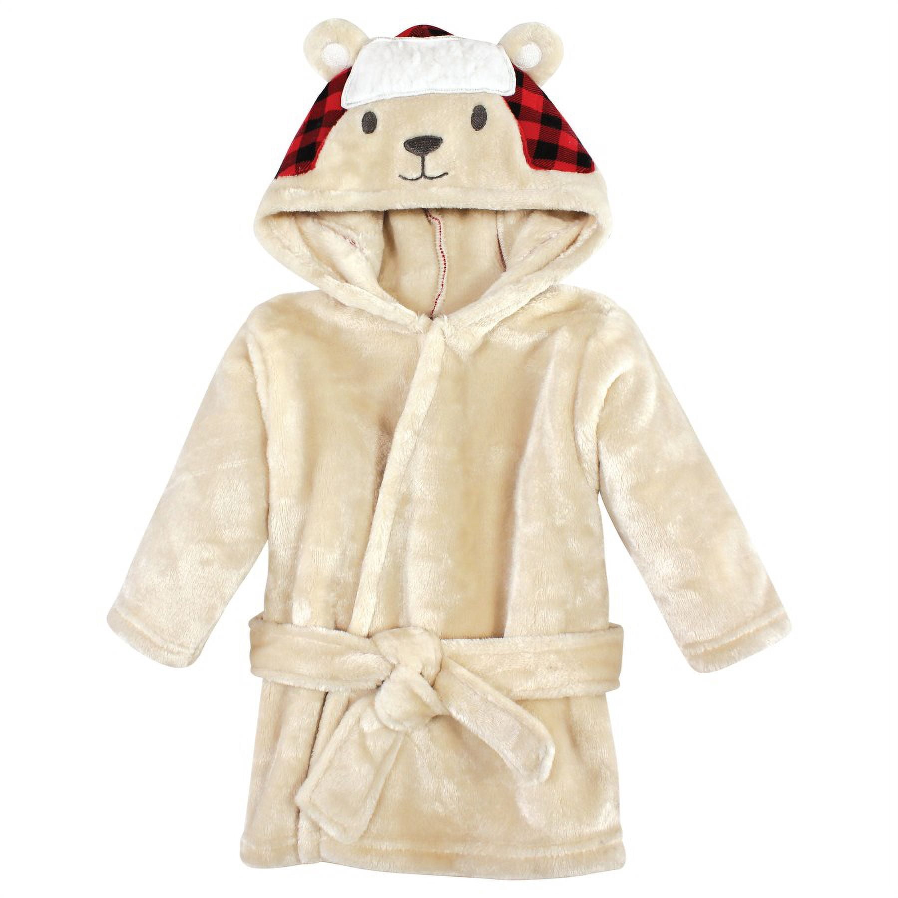 Hudson Baby Plush Bathrobe and Toy Set, Plaid Bear, One Size