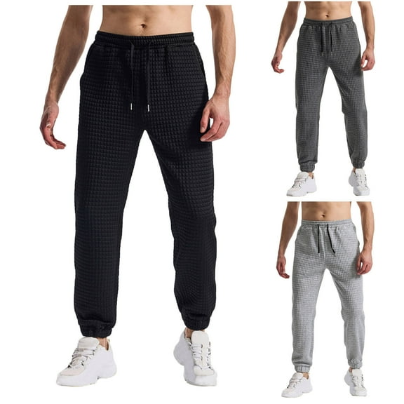 KeShDi Casual Pants for Men Sweatpants Baggy Men Casual Fashion Elastic Waist Solid Trousers Elastic Long Pants Dark Gray XL
