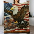 thumbnail image 3 of MDO Bald Eagle Throw Blanket Eagle Lover Gifts American Flag Blanket Patriotism Eagle Decor Soft Cozy Fleece Plush Warm Flannel Bedding Blanket for Men Boys Girls Kids Adults Couch Sofa Travel 40"X50", 3 of 6